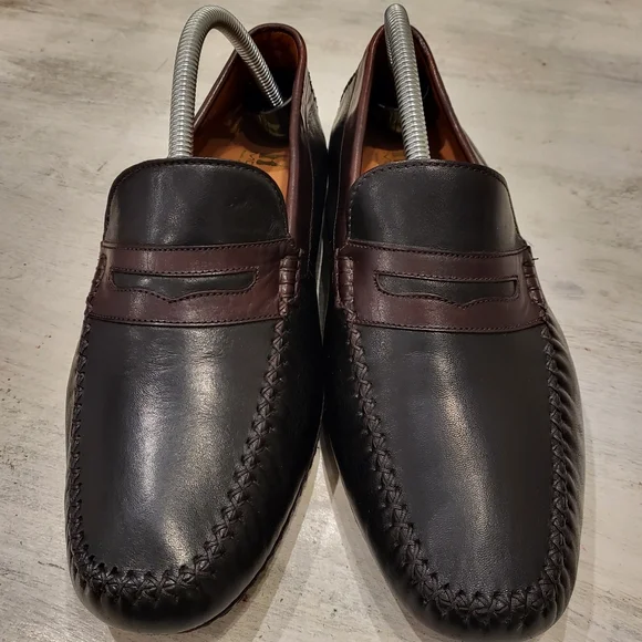 Moreschi Two-tone Leather Driving Loafers - Size 8.5 - Black and Brown